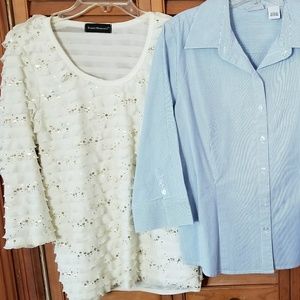 🎈LAST MARK DOWN! Cream shirt/Gold Sequins.